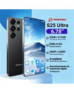Smartphone S25 ultra 5G Câmera tripla 32MP 18mp frontal 512GB tela AMOLED 120Hz QHD plus celular Premium