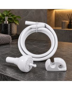 Desviador Para Ducha Elétrica Lorenzetti Completo Com Chuveirinho Manual Mangueira 1,75m E Suporte Branco
