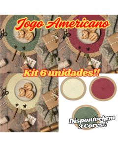 KIT 6 Jogo Americano Redondo Para Mesas Descanso De Mesa Jantar Flexível Rústico Decorativo