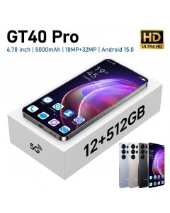 Smartphone GT40 Pro 12GB RAM+512GB ROM Dual SIM 6.78" AMOLED 5000mAh 5G Cell Phone Global Ready for Delivery