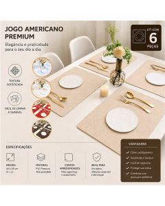 6 Jogo Americano Matelasse Cor Bege Pvc