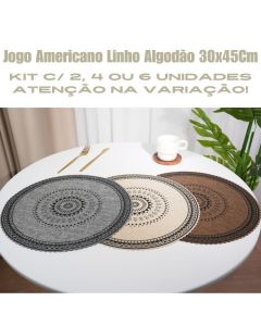 Jogo Americano Descanso De Mesa Jantar 38Cm Kit 6 ou 4 Flexível Elegante E Rústico Multiuso