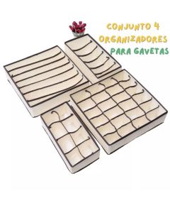 Conjunto 4Pçs Dobráveis De Organizadores Anti Poeira Para Roupas Para Seu Gavetas Ou Guarda Roupa