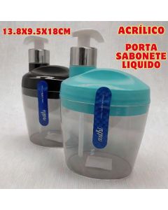 Porta Sabonete Liquido Dispense Organizador Acrílico 13.8x9.5x18 Verde E Preto Para Detergente Arthi