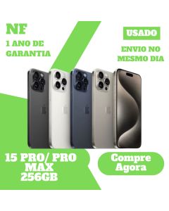 Usado: Apple iPhone 15 Pro 128GB 256GB 512GB Desbloqueado 1 Ano de Garantia