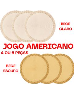 Kit 4 Ou 6 Jogo Americano Resistente Redondo Pratos Bonito Mesa Cozinha Estilo Jantar
