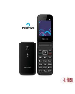 Celular Positivo P51 Flip 4G Dual SIM Câmera Traseira Tela 2,4” LCD com Rádio FM e Botão SOS Preto