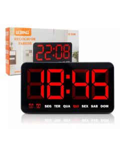 Oferta Relógio Digital Para Parede Horário Temperatura Calendário Prático Fácil De Se Usar 10,5x21cm