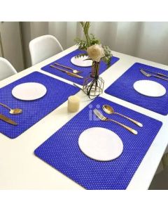 kit com 4 Jogo Americano  Antiderrapante Flex Resistente Azul