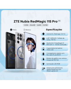 Celular REDMAGIC 11S Pro 12/16+256/512GB Nightfreeze/Subzero Snapdragon 8 Elite Gen 5 Tela Amoled de 6,85" 144Hz