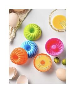 Kit 12 Forminhas 7x4.5x3.5 cm de Silicone Mini Pudim Bolo Forma Assadeira Redonda Antiaderente Torta Cupcake