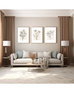 Quadro Decorativo Flores Botânico minimalista , decoração casa Quadro Decorativo Loja Minimalista