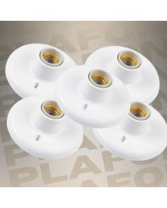 Kit 5 Plafon Plafonier Bocal Liso Soquete Lampada Branco Bocal Cerâmico E27 Soquete luminâria
