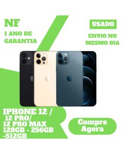 Usado: Apple iPhone 12 12 PRO 12 PRO MAX 64GB 128GB 256GB 512GB Desbloqueado 1 Ano De Garantia