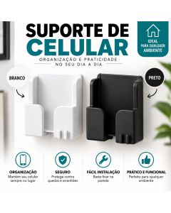 Suporte de Celular de Parede com Passagem para Cabo Organizador para Carregamento Smartphone