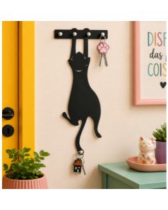 Porta Chaves Gato Pendurado Decorativo Com Ganchos Mdf 3mm