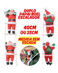 Papai Noel 40cm Duplo Escada Escalador Grande Dois Noel Com Corda Resistente Para Decoração Natal