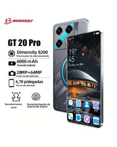 Bobarry Smartphone GT20 PRO 20 GB + 512 GB, 6,78 polegadas 4G/5G Internet/WIFI Celular para jogos