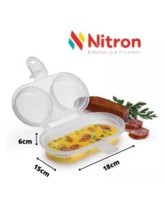 Forma Cozinha Ovo Omelete Direto No Microondas Pratico Limpo 2 em 1 marca NITRON 18,5x15x6cm