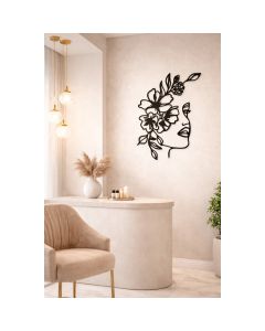 Quadro Decorativo Mulher Com Flor Preto | em MDF 3MM - acompanha dupla face