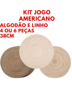 Kit 6 Ou 4 Peças Jogo Americano Qualidade Para Mesa Posta Redondo Elegante Algodão E Linho 38cm