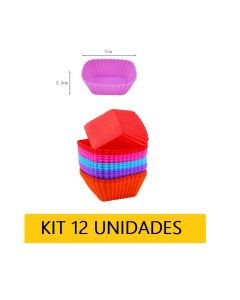 Kit 12 Mini Forma quadrada 7X4.5X3.5cm Silicone Tortinha Cupcake Bolo Muffin Univesal Multiuso