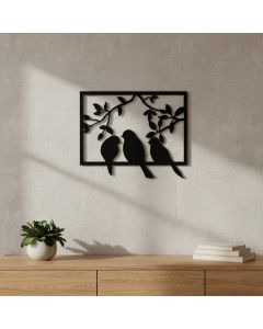 Quadro decorativo Pássaros em MDF 3mm preto | Decoração de Parede Moderna | Acompanha Fita Dupla Face