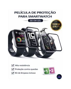 Kit Película Compatível para SmartWatch 3D Gel Curvada Borba Preta