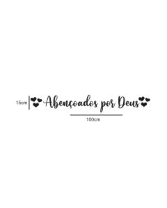 Quadro Decorativo Frase em Mdf Abençoados por Deus + 6 Mini Corações C/Dupla Face