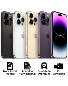 Celular iPhone 14 Pro Max (128GB) (256GB) 100% Original Apple Seminovo Vitrine Bateria 85% a 100% NF