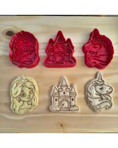 Cortador GRANDE Sanduiche Molde pão lancheira Lanche Princesa unicórnio castelo Infantil Molde + Marcador