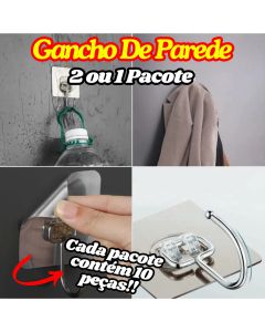 KIT 20 Ou 10 Gancho Adesivo De Parede 6,5Cm Suporte Multifuncional Multiuso Decorativo Prático Útil