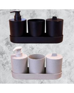Kit 4 Peças Conjunto Banheiro Lavabo Escova Dente Porta Sabonete Liquido Ecológico Sustentável Resistente Moderno