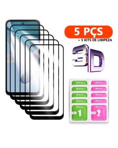 KIT 5 Película De Vidro Temperado 3D Pelicula Para Iphone XR 11 12 13 14 15 Pro Max