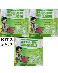 KIT 3 Saco Organizadores 35x50 Organizador À Vácuo Com Zíper Para Desinflar Para Viagem Roupa