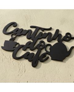 Recorte Cantinho do Café MDF Preto 25x15 Bule Xícara Decoração Parede Cozinha Cafeteria Padaria