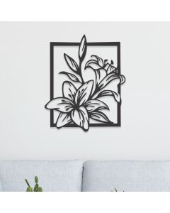 Quadro Decorativo Lírios 3D MDF 3mm Preto Fosco - com dupla face para fixação