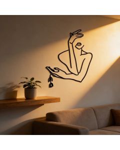 Quadro vazado decorativo mulher com flor | em MDF 3mm - acompanha dupla face
