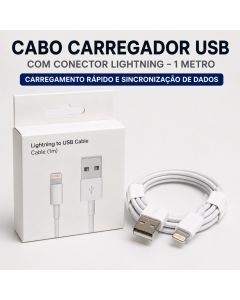 Cabo Lightning USB de Carregamento Rápido de 1M