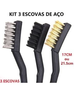 OFERTA Conjunto 3 Escovas De Aço Cabo Longo Multifuncional 21.5cm ou 17cm Multiuso Utensilio