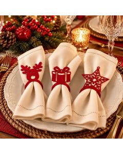Porta Guardanapo Natalino Kit 6 Unidades Enfeite de Natal Impresso 3D Mesa Posta Decoração Natal