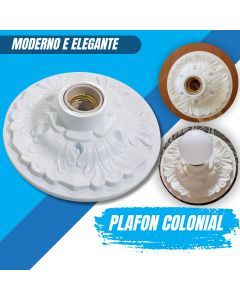 Luminária Plafonier Plafon Colonial Branco Soquete Teto Lustre Redondo Com Bocal Sobrepor Luminarias