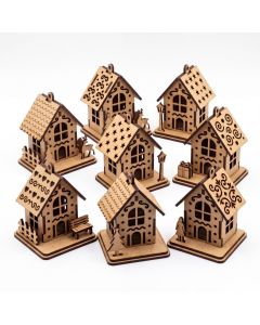 Kit 7 Casinhas Natalinas Mdf Enfeite para Pendurar na Árvore de Natal Decoração
