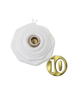Kit 10 Plafon Decorativo Octagonal Branco C/ Soquete E Trava-lustre decorado-luz