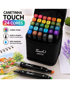 Canetas Touch 24 Cores Dupla Ponta 🎨 Ideal para Desenho e Arte