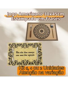 OFERTA Jogo Americano PVC Kit 4, 2 Ou 6 Uns 30x45Cm Frases Mesa De Jantar Cozinha Elegante