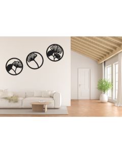 Kit 3 quadros floral para decoração de ambiente mdf 3mm acompanha fita para fixar