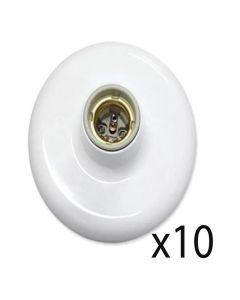 Kit 10 Plafon Plafonier Bocal Liso Soquete Lampada Branco