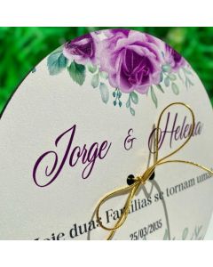 PORTA ALIANÇA PERSONALIZADO COM O NOME FLORES ROXA