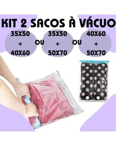 Kit 2 Sacos À Vácuo Com Zíper 35x50 40x60 50x70 Viagens Bagagem Roupas Organização